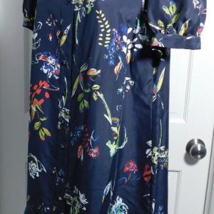 TANYA TAYLOR Women's Blue Floral Short Sleeve A-Line Silk Dress Sz 6 ($395)
