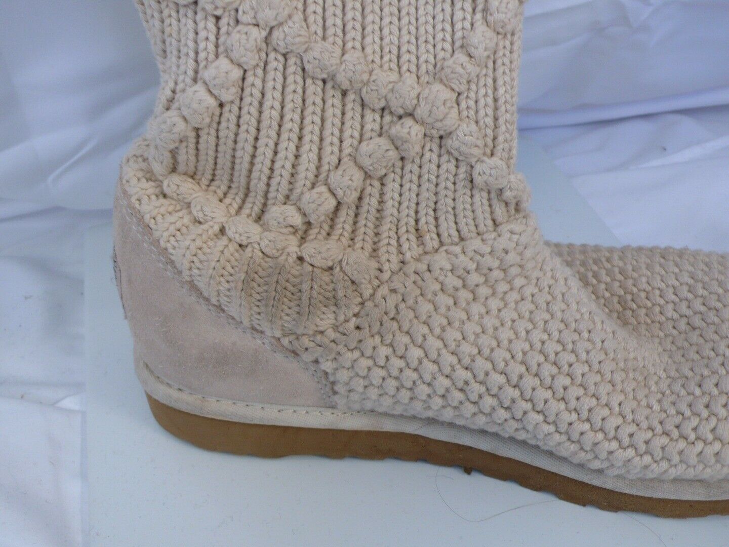 UGG AUSTRALIA Women's Creme Argyle Sweater Knit Classic Boots Sz 9M - Image 5
