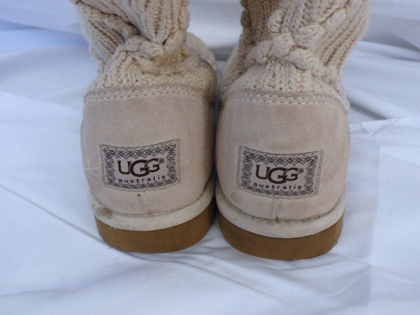 UGG AUSTRALIA Women's Creme Argyle Sweater Knit Classic Boots Sz 9M - Image 7