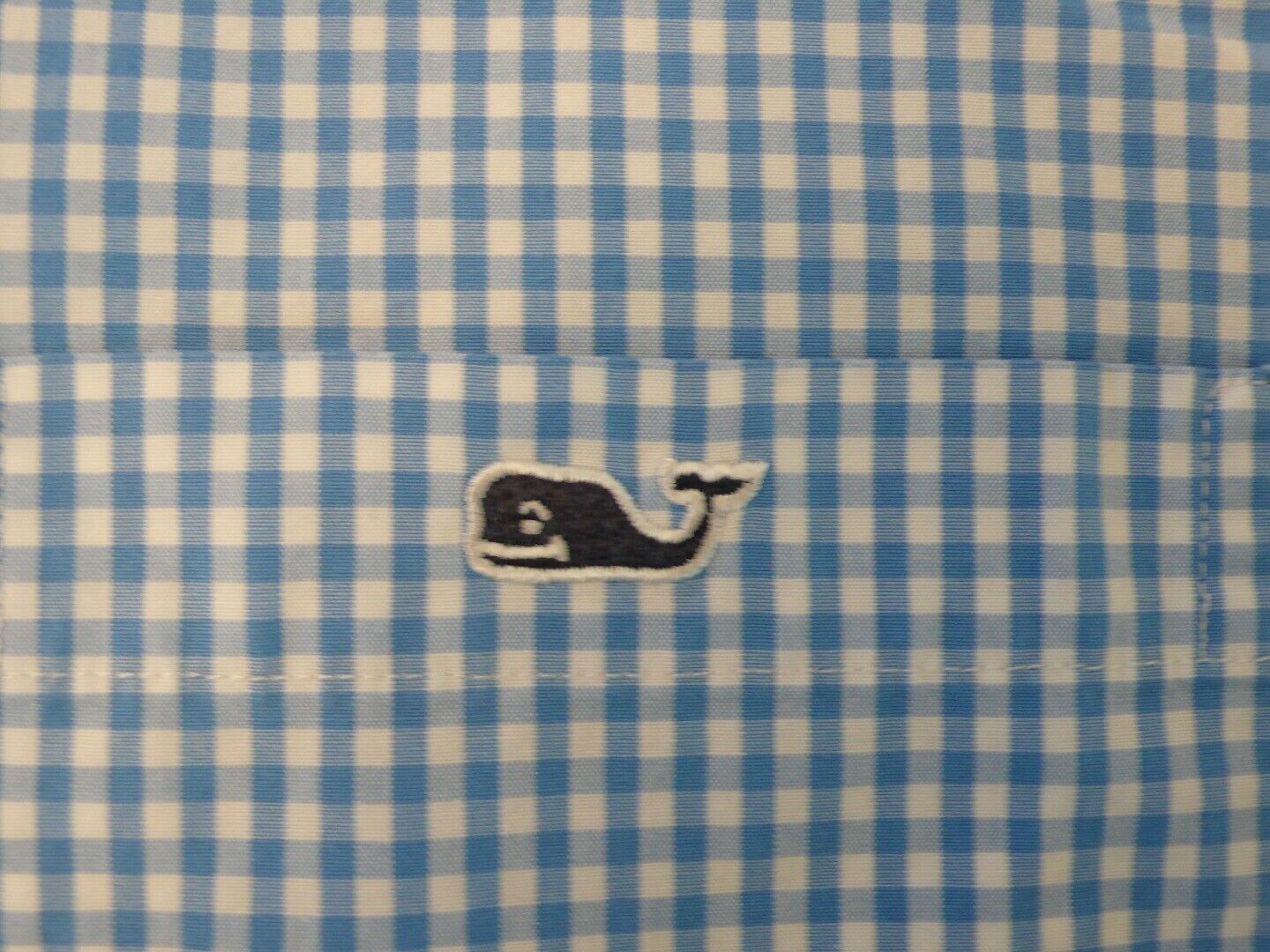 VINEYARD VINES Mens Blue White Micro Check Button Down Classic Tucker Shirt Sz L - Image 4