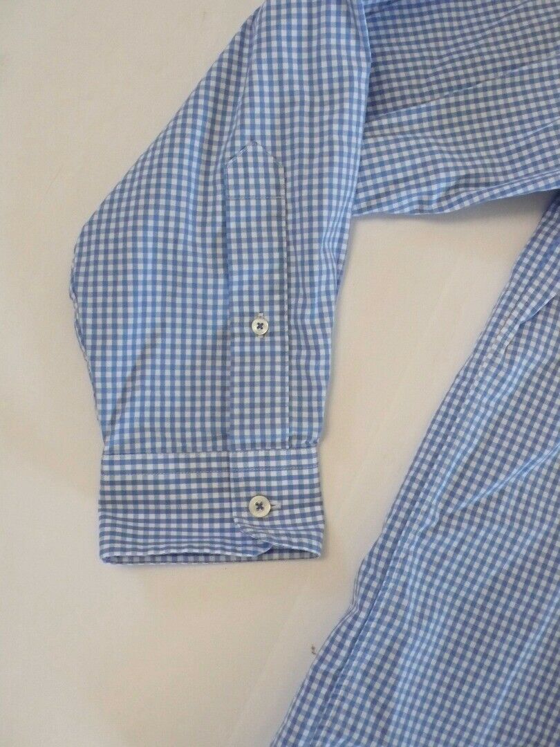 VINEYARD VINES Mens Blue White Micro Check Button Down Classic Tucker Shirt Sz L - Image 5