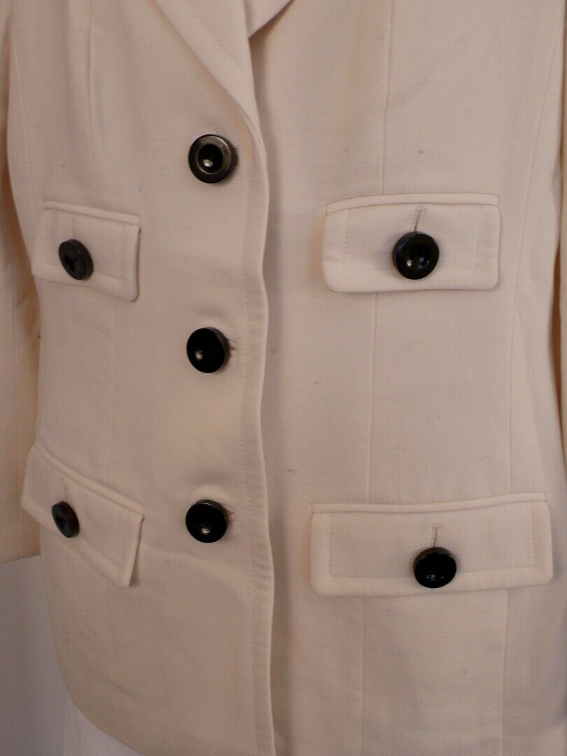WORTH Women's Ivory Wool Stretch Car Coat Sz 8 - Image 4