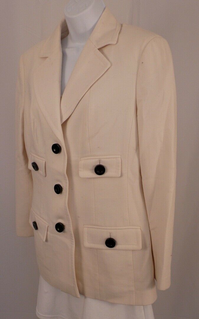 WORTH Women's Ivory Wool Stretch Car Coat Sz 8