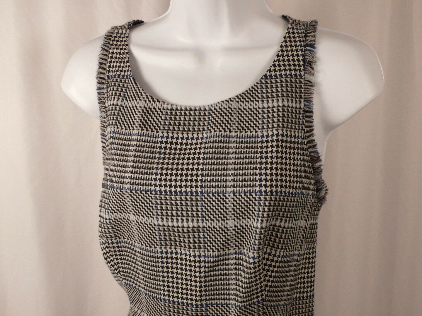 3.1 PHILLIP LIM Black White Blue Houndstooth Fringe Trim Dress Sz 4 ($650) - Image 3