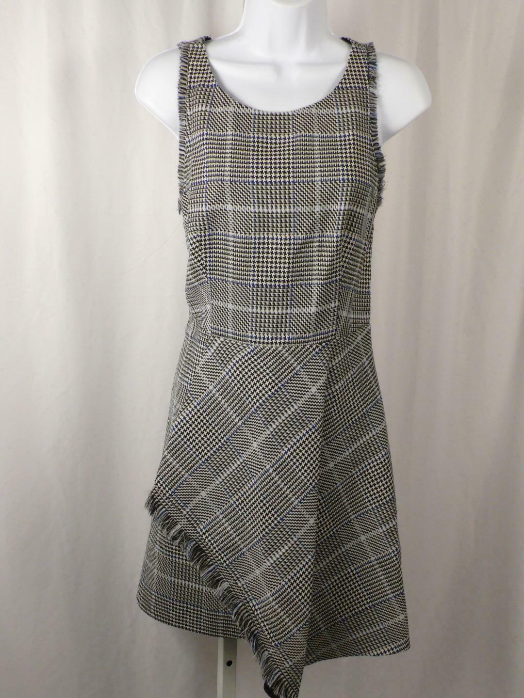 3.1 PHILLIP LIM Black White Blue Houndstooth Fringe Trim Dress Sz 4 ($650) - Image 4