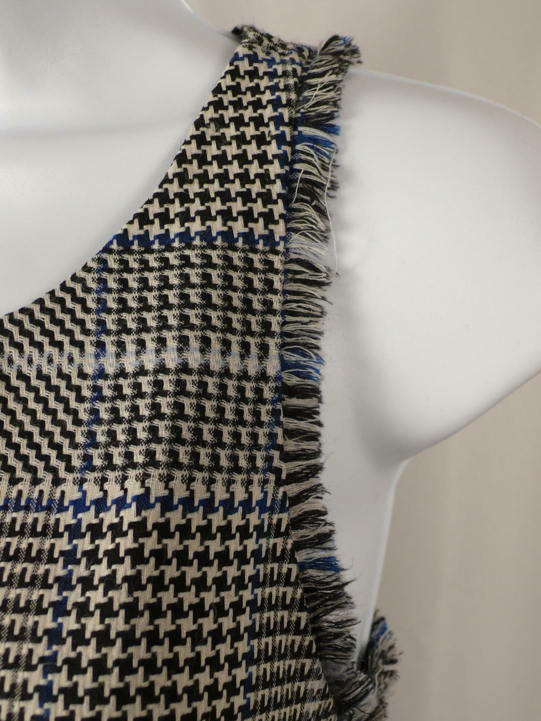 3.1 PHILLIP LIM Black White Blue Houndstooth Fringe Trim Dress Sz 4 ($650) - Image 5