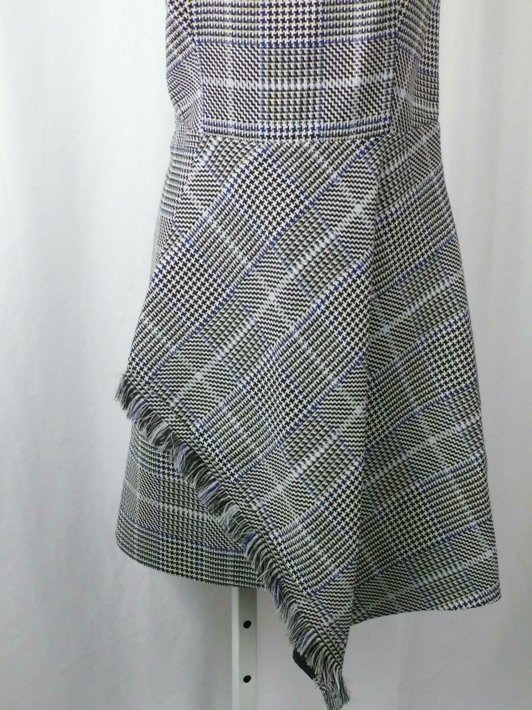 3.1 PHILLIP LIM Black White Blue Houndstooth Fringe Trim Dress Sz 4 ($650) - Image 6