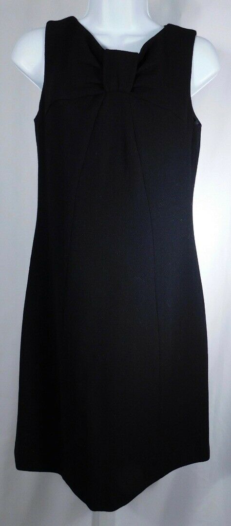 ARMANI COLLEZIONI Black Sleeveless Wool Crepe Gathered Neckline Dress Sz 6 - Image 3