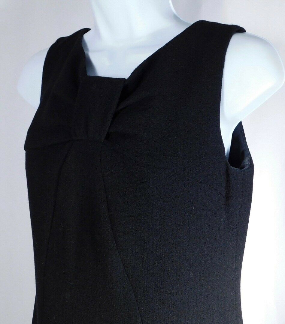 ARMANI COLLEZIONI Black Sleeveless Wool Crepe Gathered Neckline Dress Sz 6 - Image 4