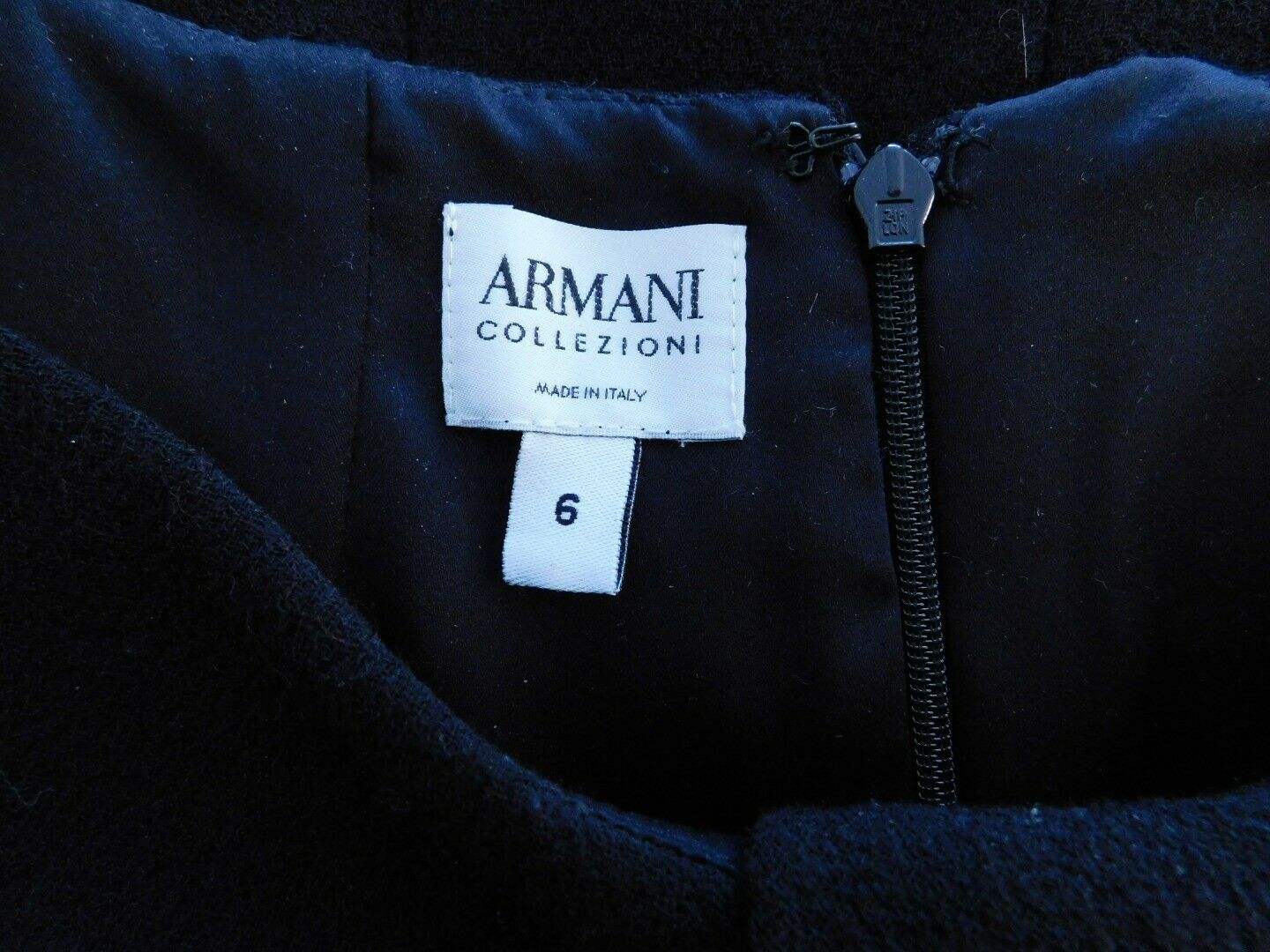 ARMANI COLLEZIONI Black Sleeveless Wool Crepe Gathered Neckline Dress Sz 6 - Image 6