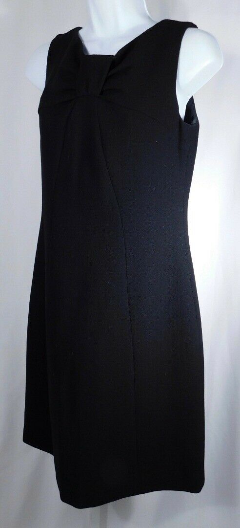 ARMANI COLLEZIONI Black Sleeveless Wool Crepe Gathered Neckline Dress Sz 6