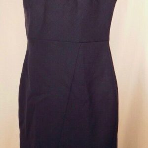 BOSS HUGO BOSS Navy Blue V-Neck Sleeveless Wool Stretch Sheath Dress Sz 6