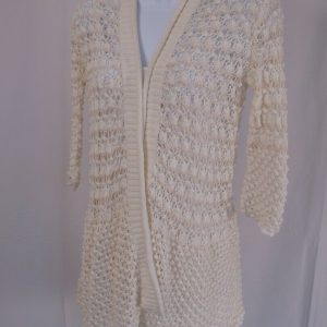 CALYPSO ST BARTH Women's White Loose Knit Cotton Stretch Cardigan Sweater Sz S