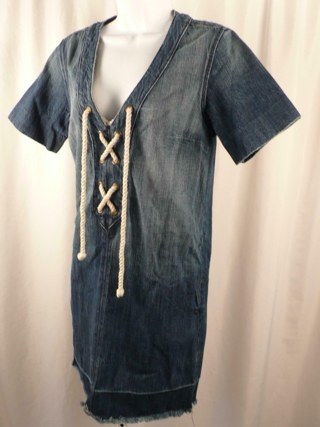 CURRENT/ELLIOTT Women's Medium Wash Short Sleeve Cotton Denim Dress Sz 2