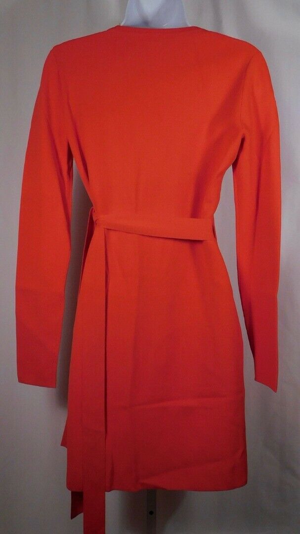 DIANE VON FURSTENBERG Red Knit Long Sleeve Wrap Dress Sz S - Image 6