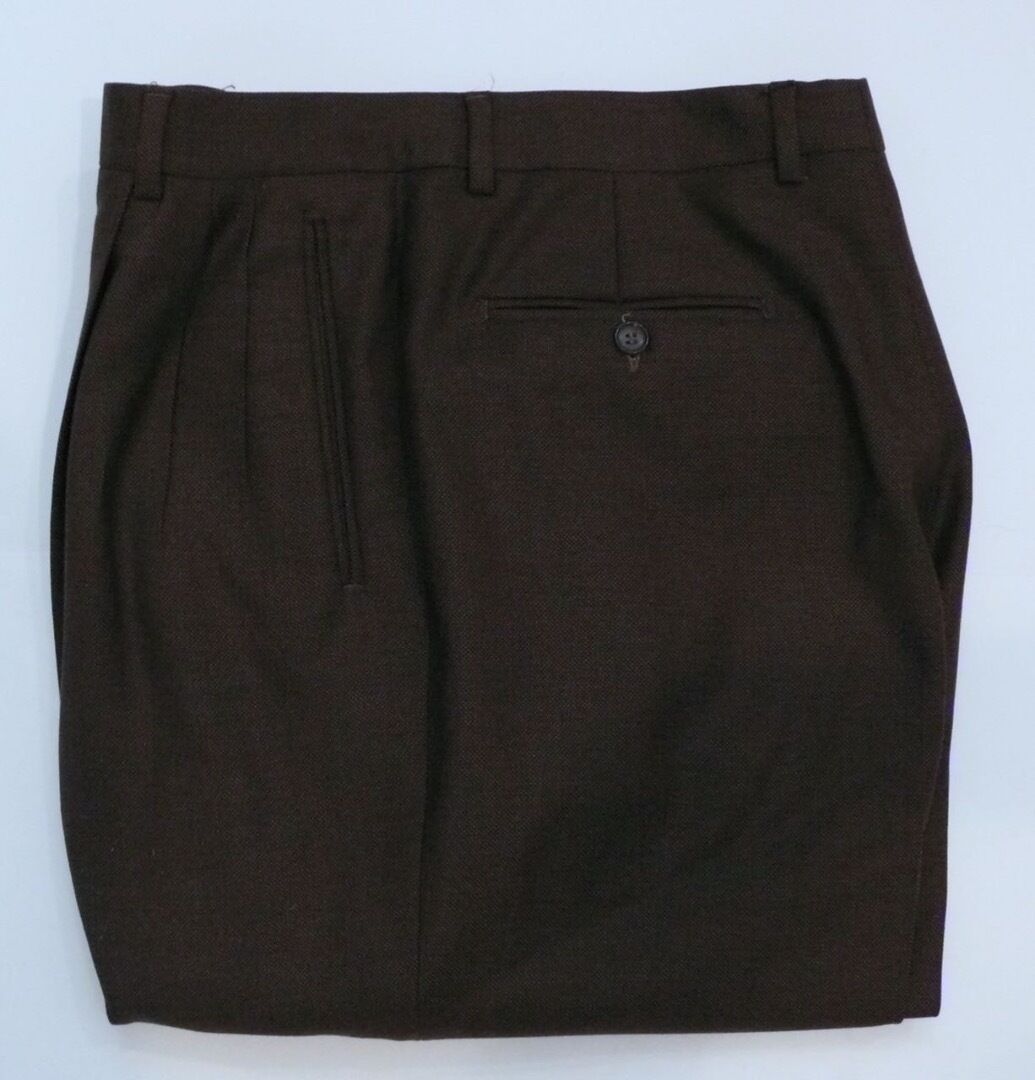 ENZO TOVAREH Brown Double Breasted Pleat Front Wool Suit Sz 42 - Image 11