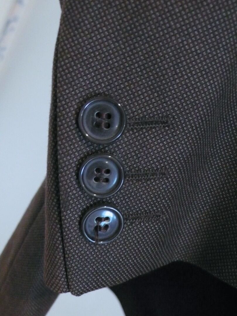 ENZO TOVAREH Brown Double Breasted Pleat Front Wool Suit Sz 42 - Image 4