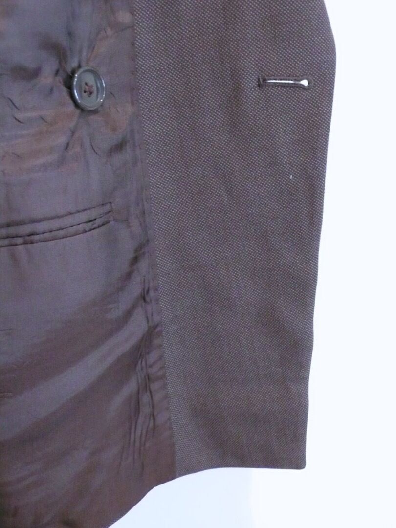 ENZO TOVAREH Brown Double Breasted Pleat Front Wool Suit Sz 42 - Image 9