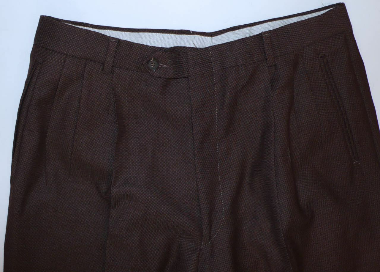 ENZO TOVAREH Brown Double Breasted Pleat Front Wool Suit Sz 42 - Image 10