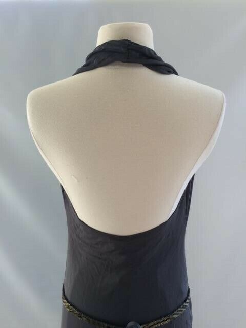 HAUTE HIPPIE NWT Womens Jersey Cowl Neck Halter Dress w/ Chain Belt Graphite SZS - Image 7