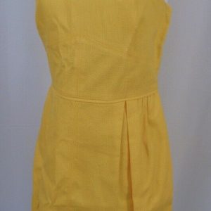 J CREW Women's Lemon Yellow Sleeveless Gathered Waist Shift Dress Sz 8
