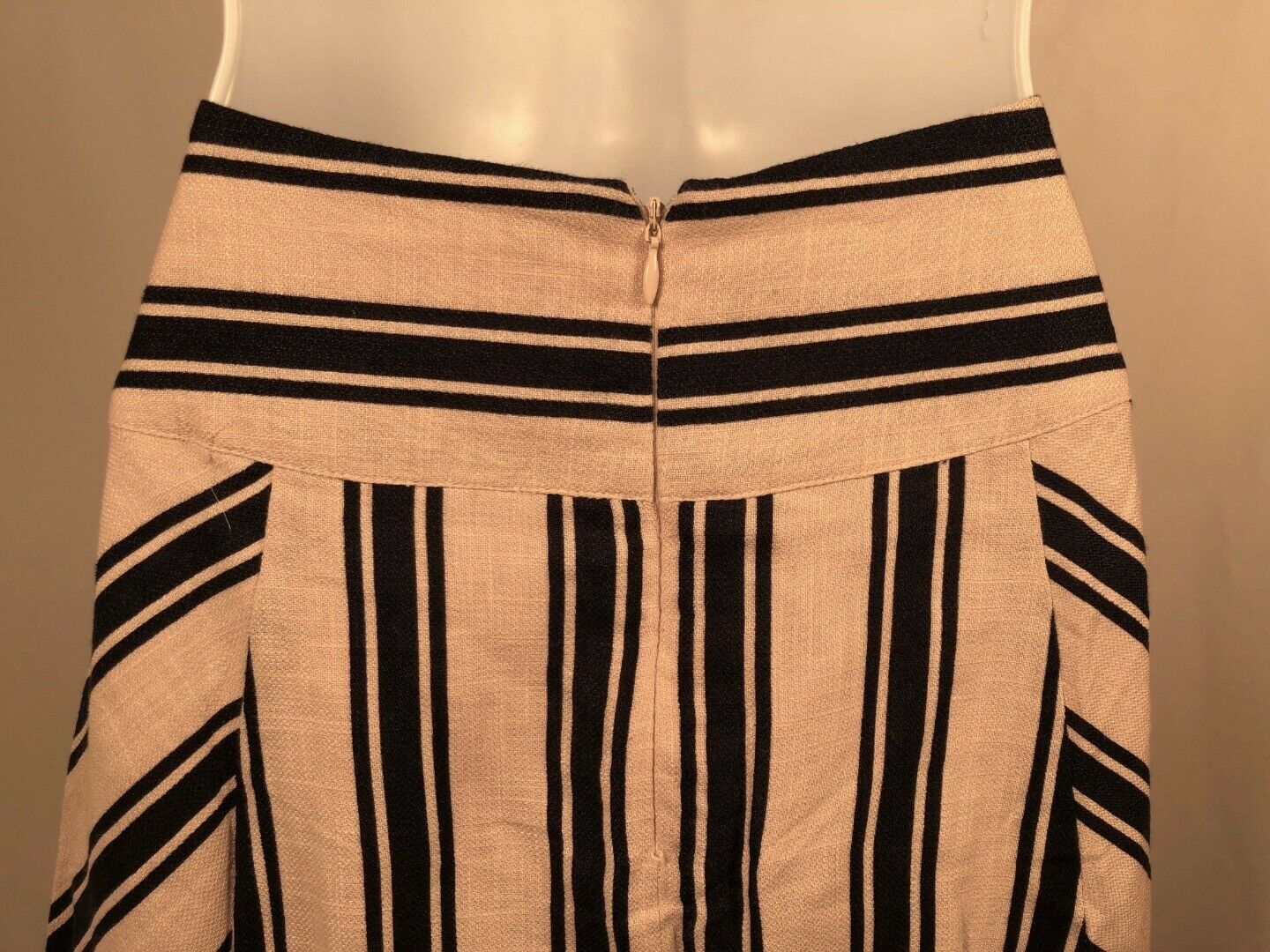 J.O.A. LOS ANGELES Womens Blue Beige Striped Linen Cotton Midi A-Line Skirt Sz S - Image 6