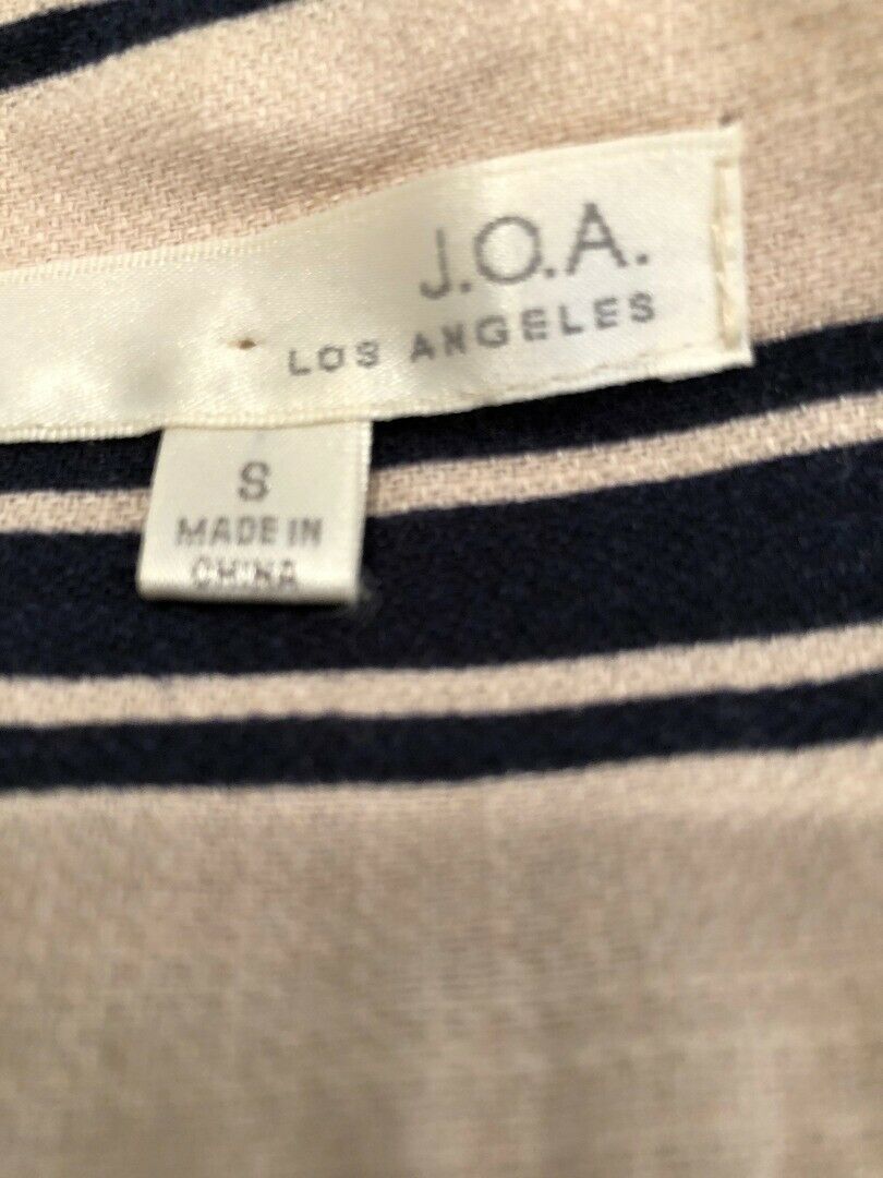 J.O.A. LOS ANGELES Womens Blue Beige Striped Linen Cotton Midi A-Line Skirt Sz S - Image 7