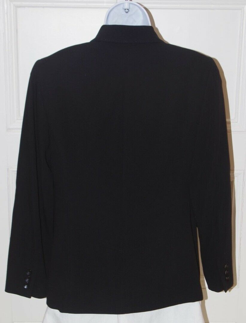 LAFAYETTE 148 NY PETITE Women's Black Single Breasted Blazer Satin Lapel Sz 6p - Image 4