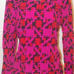 MARC MARC JACOBS Women's Black Pink Orange Print Long Sleeved T-Shirt Sz S