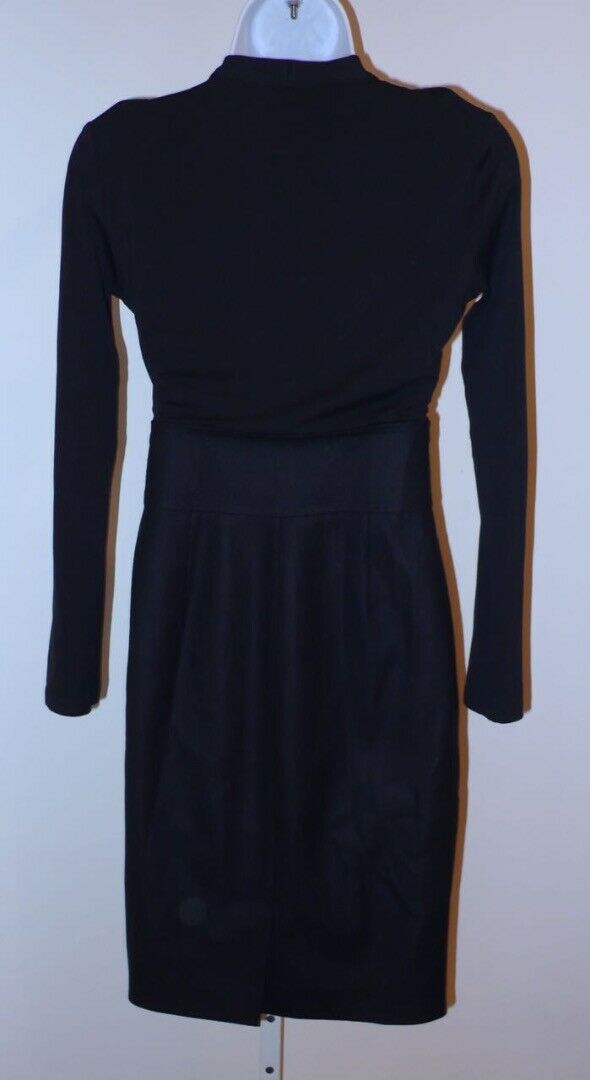 MAX MARA Black Knit V-Neck Top Brown Tweed Gray Wool Skirt LS Dress Sz 40 - Image 4