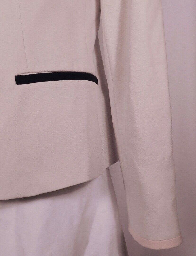 MAX MARA Women's Ivory W Navy & Blush Trim 2 Button Blazer Jacket Sz 6 - Image 4