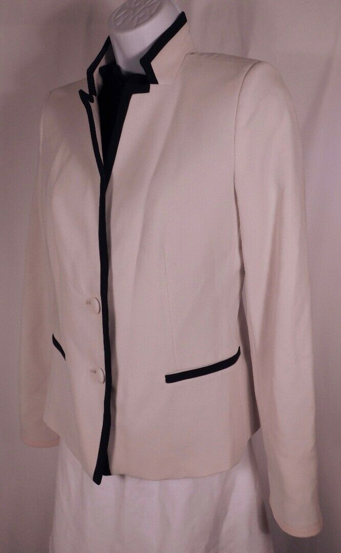 MAX MARA Women's Ivory W Navy & Blush Trim 2 Button Blazer Jacket Sz 6