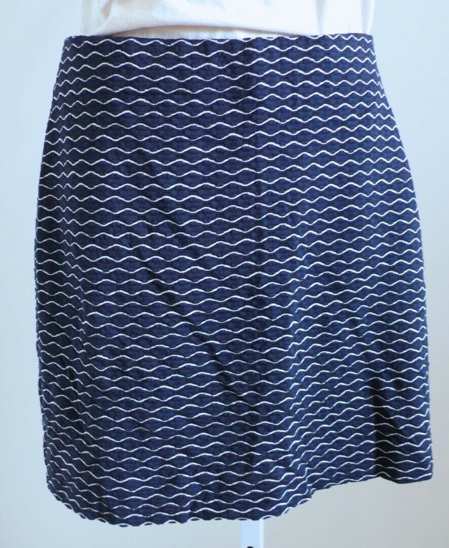 MILLY NEW YORK Navy Blue & White Stretch Knit Mini Skirt Sz S