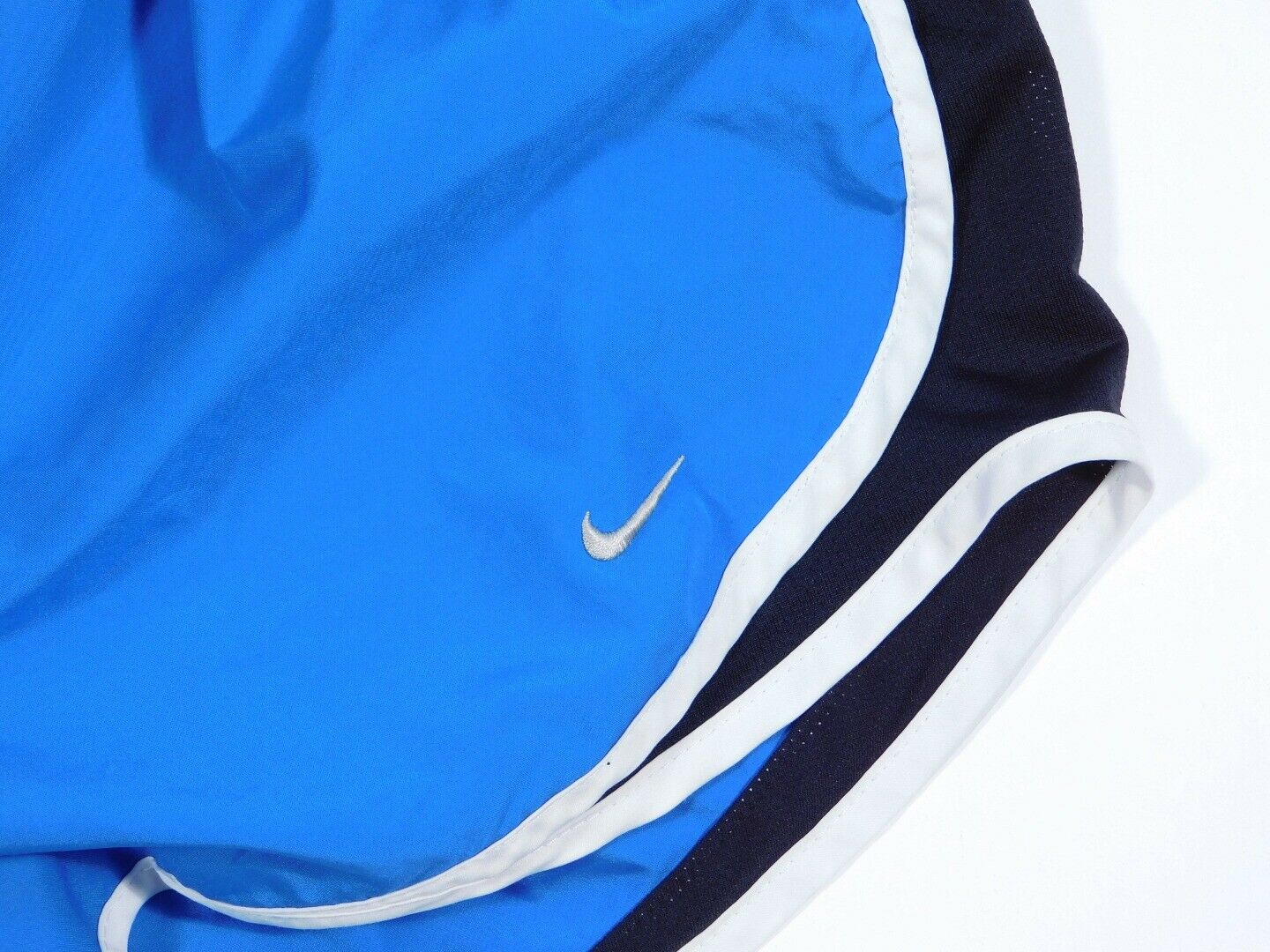 NIKE Women's Dri-Fit Blue White Trim Black Accent Running Short Sz M - Image 3