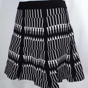 PARKER Black White Knit A-Line Mini Skirt Sz S
