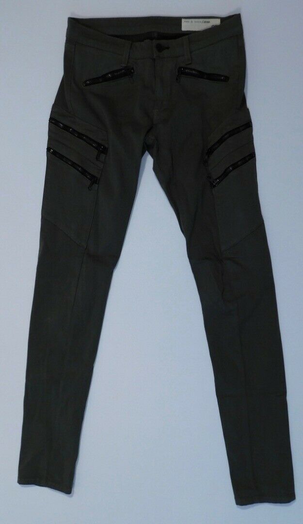 RAG & BONE / JEAN Women's Army Green Zipper Cotton Stretch Skinny Pant Sz 27 - Image 5