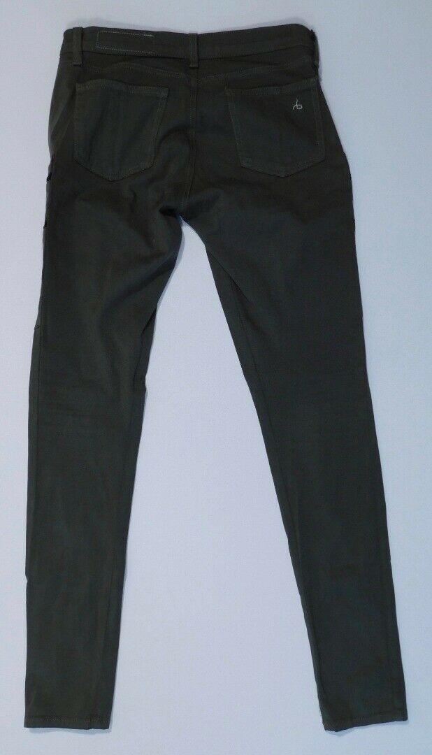 RAG & BONE / JEAN Women's Army Green Zipper Cotton Stretch Skinny Pant Sz 27 - Image 8