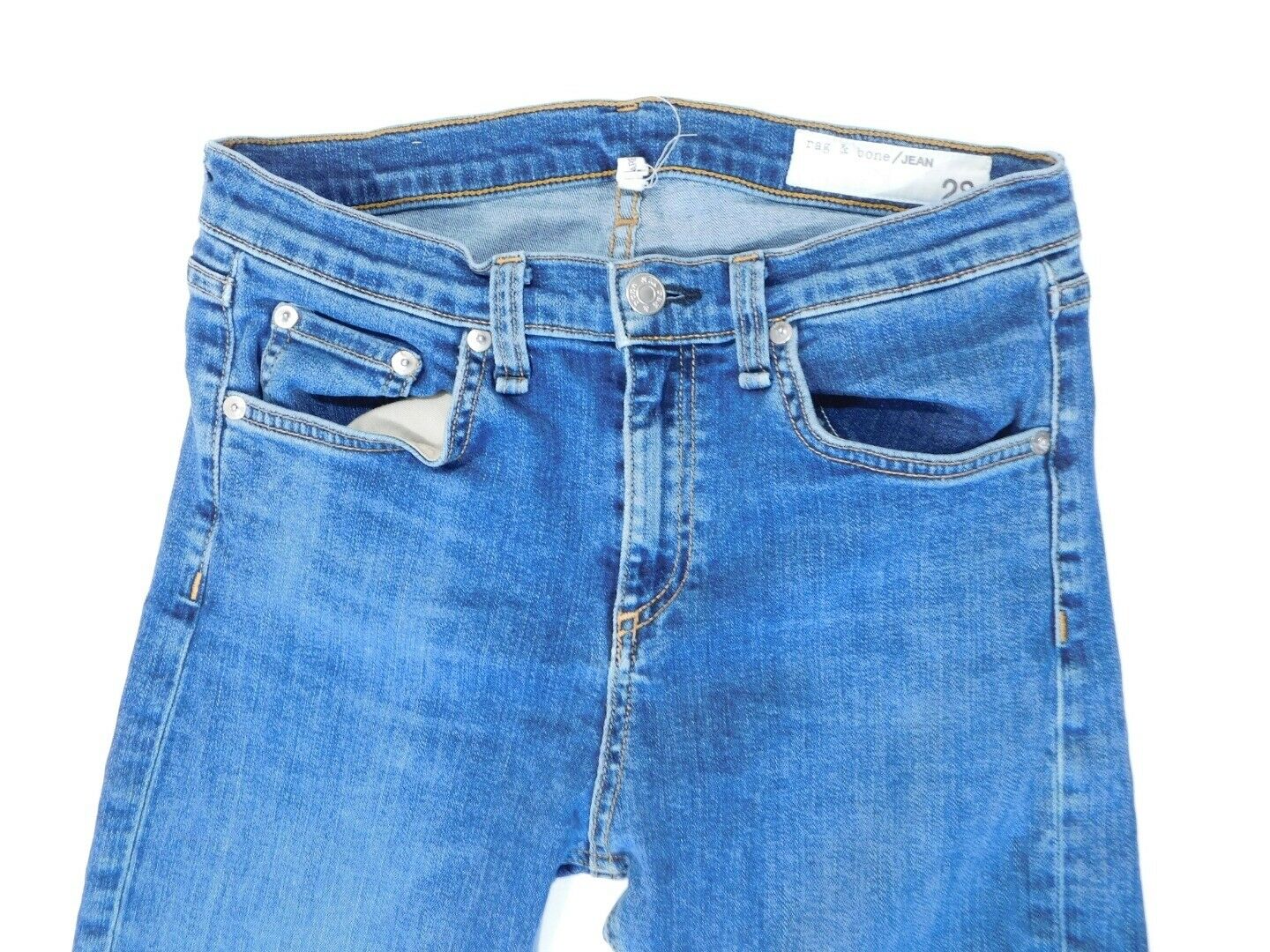 RAG & BONE Women's Medium Wash Distressed Wide Leg Hem Capri Modele Jean Sz 28 - Image 3