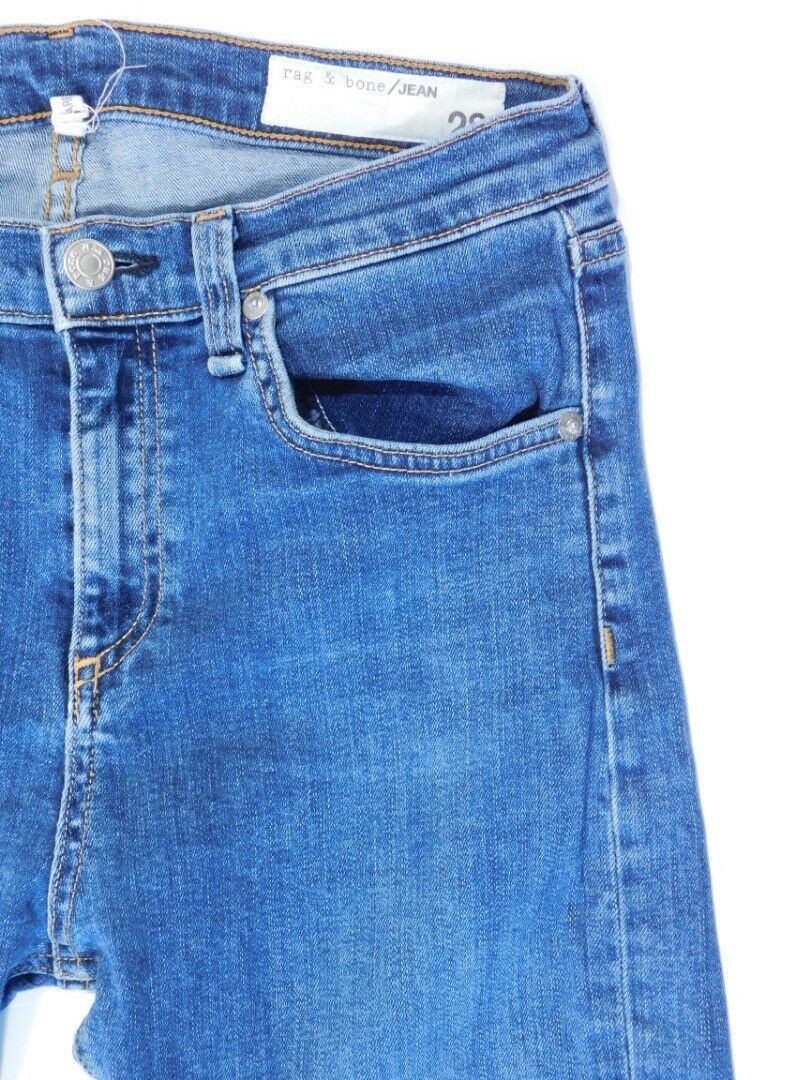 RAG & BONE Women's Medium Wash Distressed Wide Leg Hem Capri Modele Jean Sz 28 - Image 4