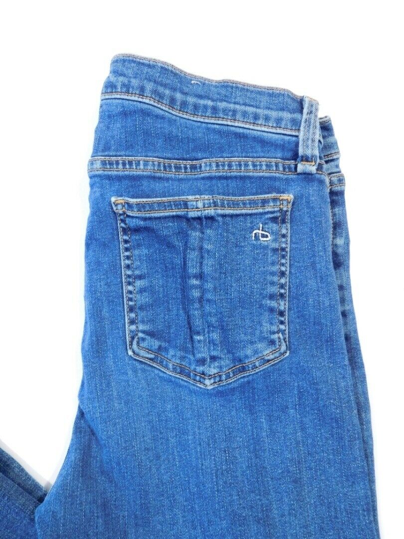 RAG & BONE Women's Medium Wash Distressed Wide Leg Hem Capri Modele Jean Sz 28 - Image 5