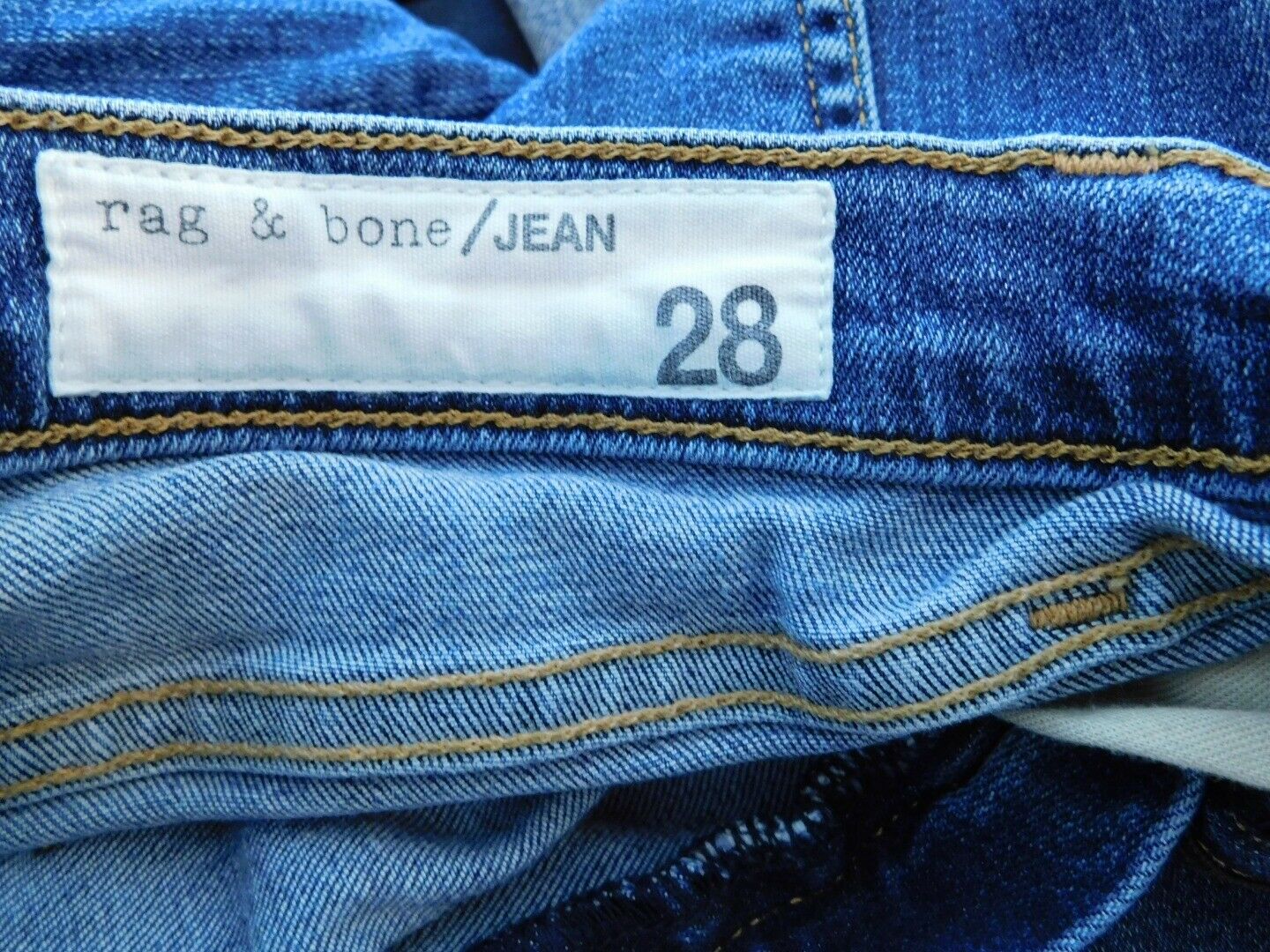RAG & BONE Women's Medium Wash Distressed Wide Leg Hem Capri Modele Jean Sz 28 - Image 9
