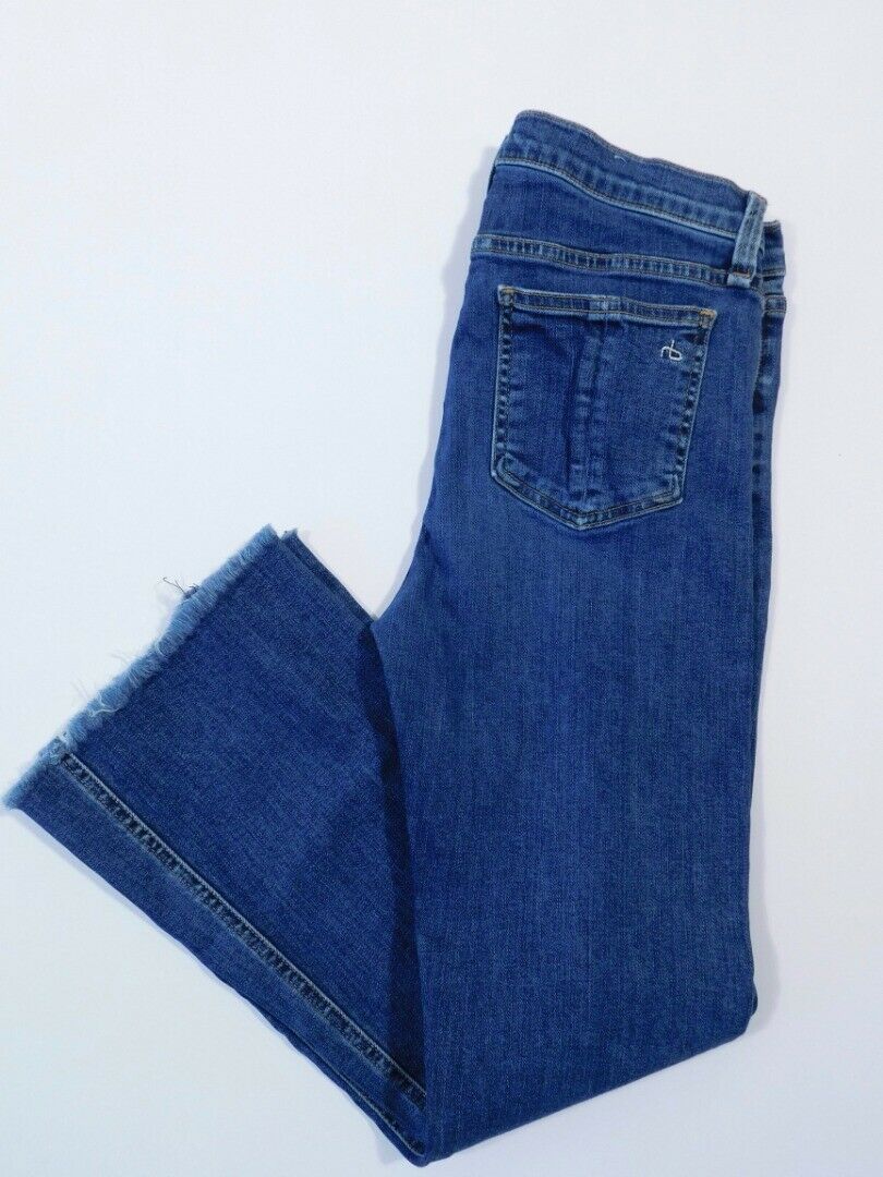 RAG & BONE Women's Medium Wash Distressed Wide Leg Hem Capri Modele Jean Sz 28