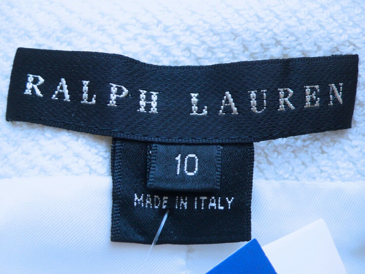 RALPH LAUREN BLACK LABEL Ivory W Black Trim Linen Cotton Textured Blazer Sz 10 - Image 9