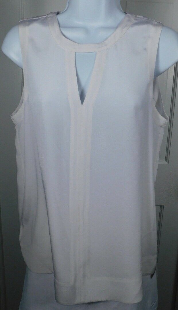 TIBI Women's Ivory Silk Sleeveless V-Neck Blouse Sz 6 - Image 3