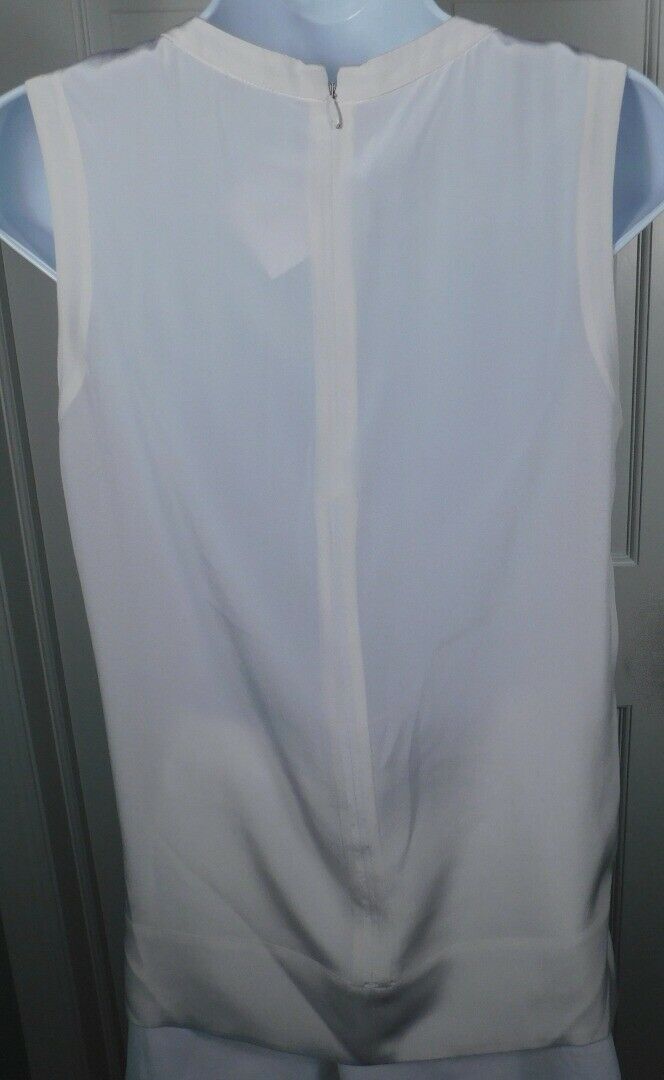 TIBI Women's Ivory Silk Sleeveless V-Neck Blouse Sz 6 - Image 5