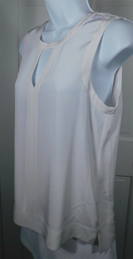 TIBI Women's Ivory Silk Sleeveless V-Neck Blouse Sz 6