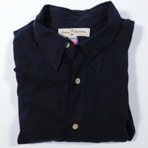 TOMMY BAHAMA Men's Black Sueded Silk Long Sleeved Button Front Shirt Sz XL
