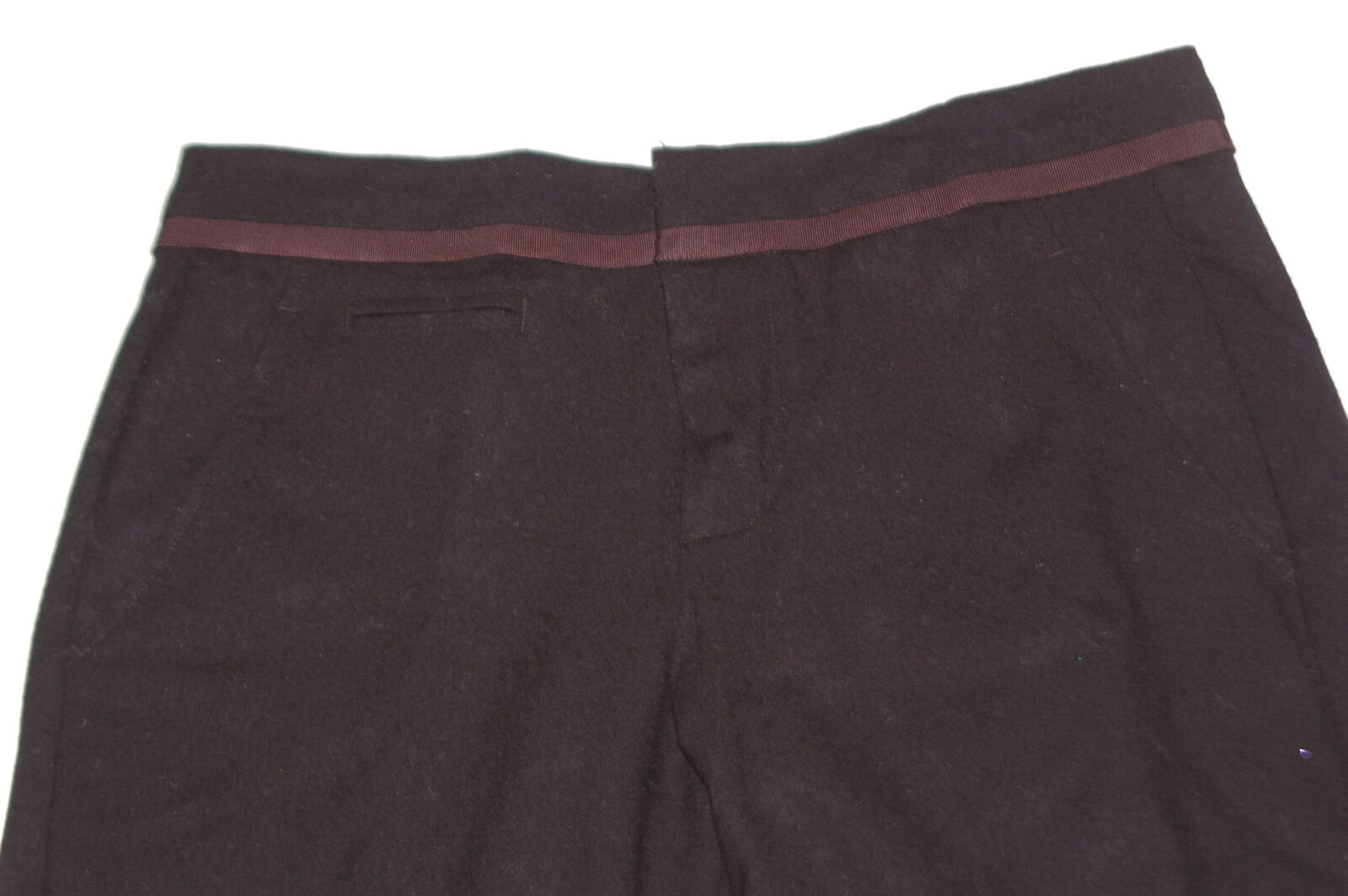 VINCE Women's Black W Brown Grosgrain Trim Under Waist Band Dress Pant Sz 4 - Image 4