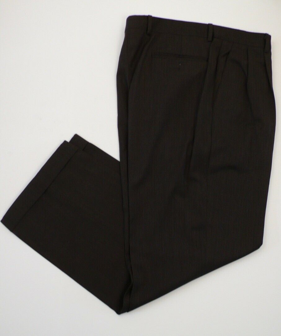 ZANELLA FOR NORDSTROM Men's Brown Pleat Front Cuffed Wool Trouser Sz 36