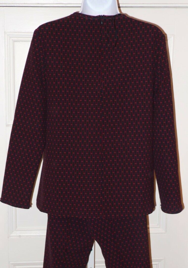 ZARA WOMAN Women's Navy Blue & Red 2 pc Tunic Top & Pant Zip Back Outfit Sz S - Image 5